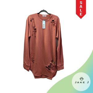 🍑Y2K Grunge Style EPTM distressed burn-red long sleeve T-shirt  Medium C259